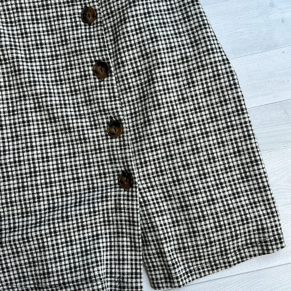 Topshop Plaid Stretch Low V Knit Button Up Dress US 2